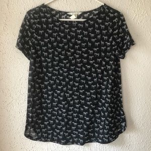 H&M Zebra Print casual short sleeve shirt